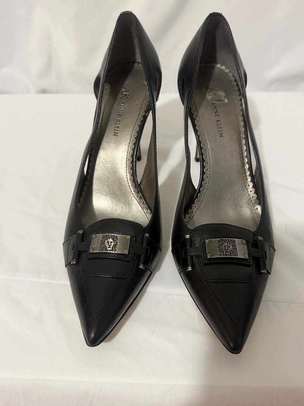 AK Anne Klein Heels Size 8.5M Black Leather Slingback Pumps